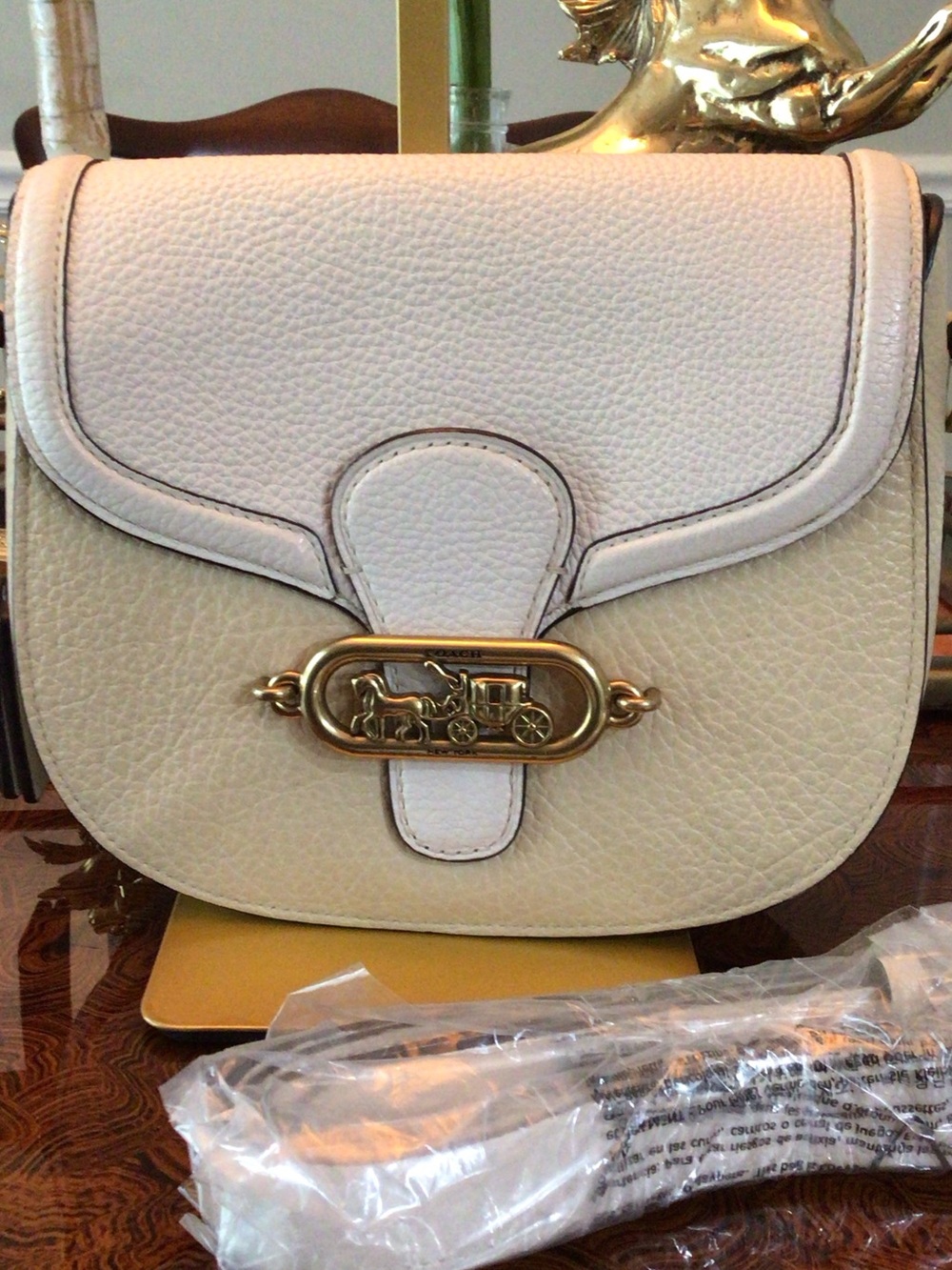 Coach Jade Two-Tone Colorblock Leather Saddle Crossbody with Gold Hardware